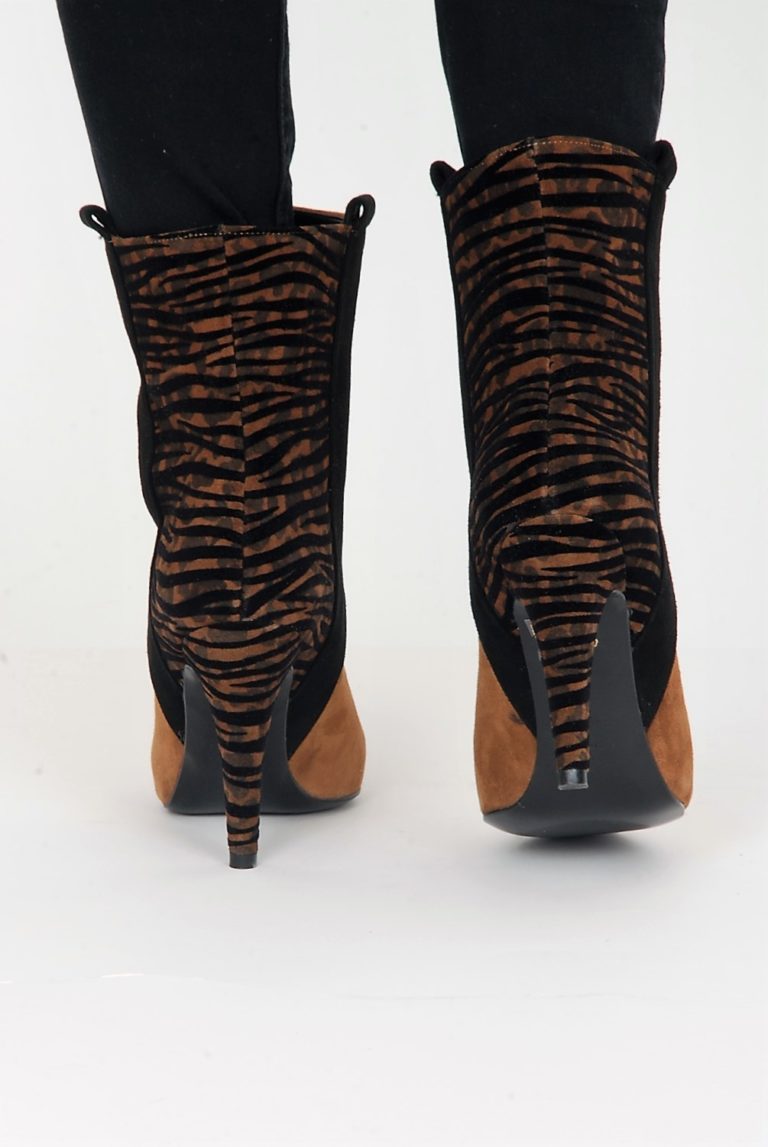 Boots bicolores animalier