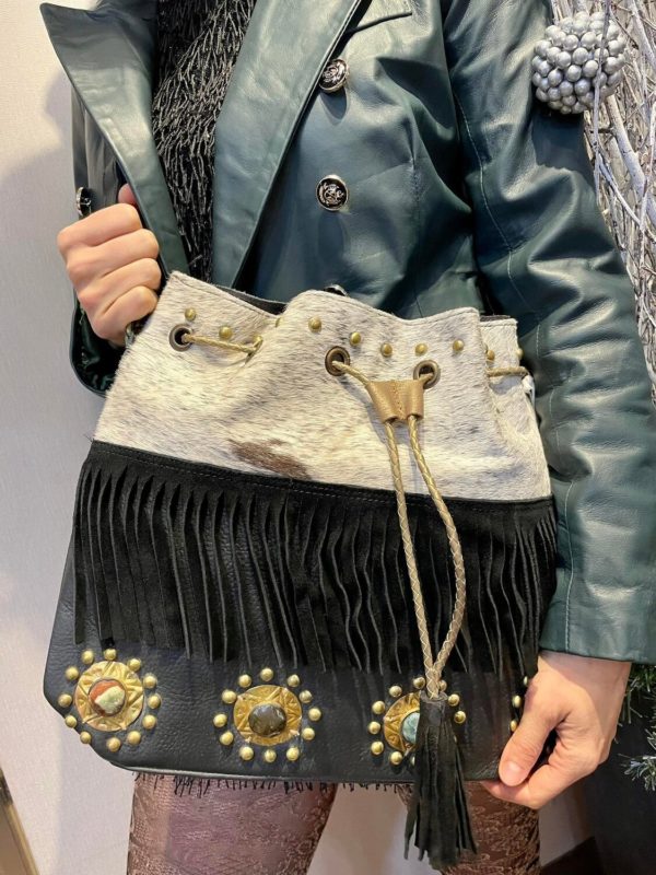 Sac à franges noir et blanc
