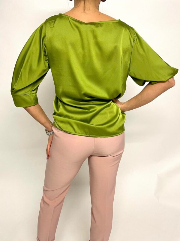 blouse satinée anis