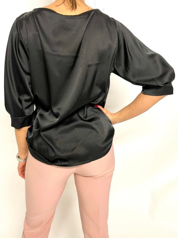 blouse satinée noir