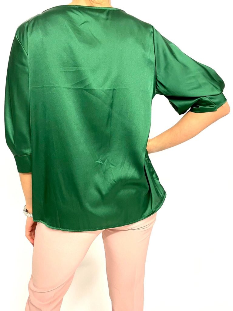 blouse satinée verte