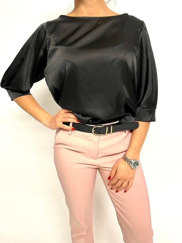 blouse satinée noir