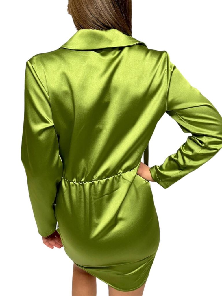 robe satinée verte