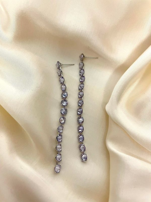 boucles d'oreilles pendantes mauve pastel