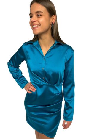 robe satinée bleue