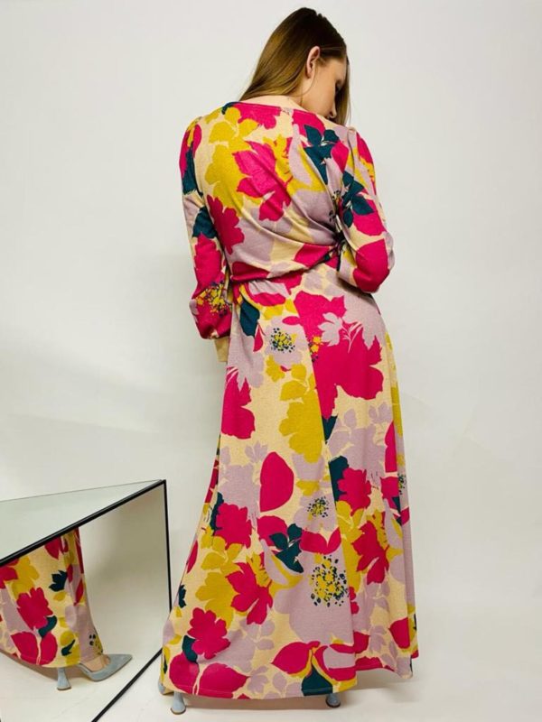 Robe longue fleurie rose