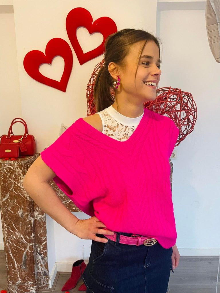 débardeur en laine fuchsia