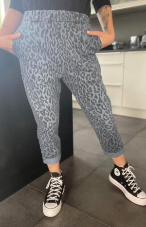 pantalon léopard bleu
