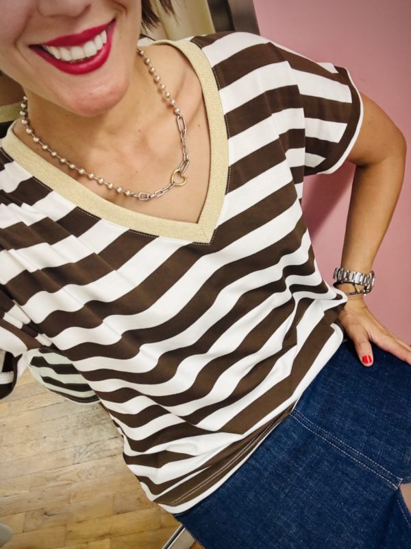 T-shirt V marin chocolat – Image 3