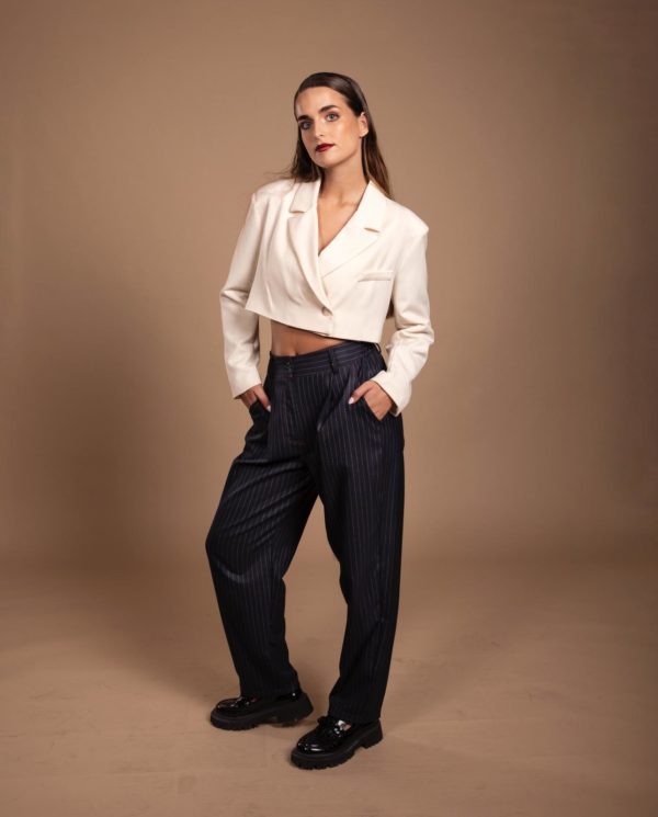 Veste cropped tailleur - écru