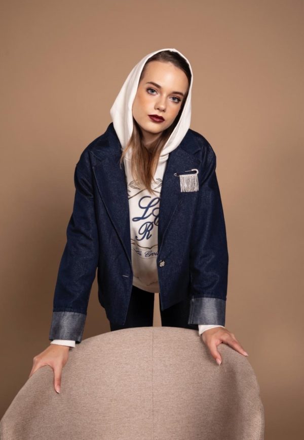 Veste jeans silver - effet métallisé