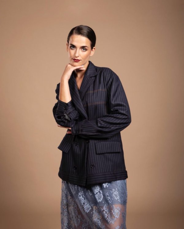 Veste Oversized lignée bleue