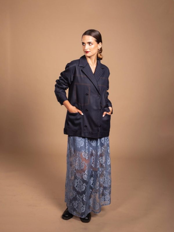Veste Oversized lignée bleue – Image 2
